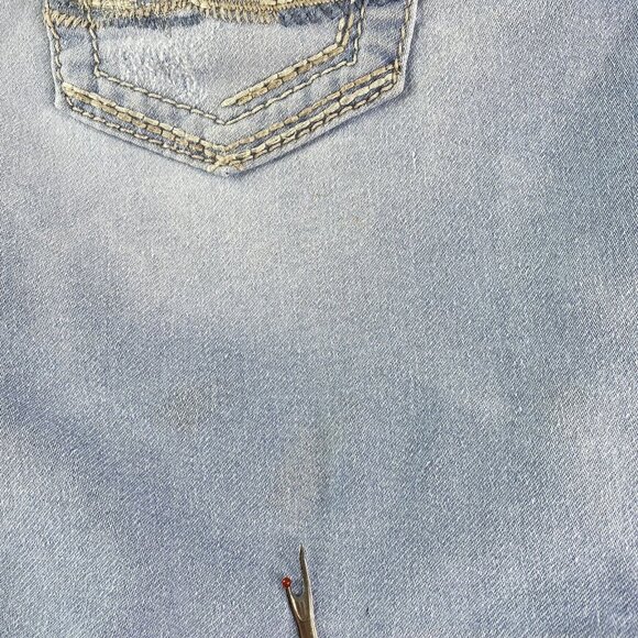 Seven7 Jean Shorts Womems 4 Distressed Blue 28x5.5 Stretch Demin Low Rise - Picture 15 of 16